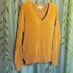 Rachel Zoe Gold V-Neck Sweater with Relaxed Fit